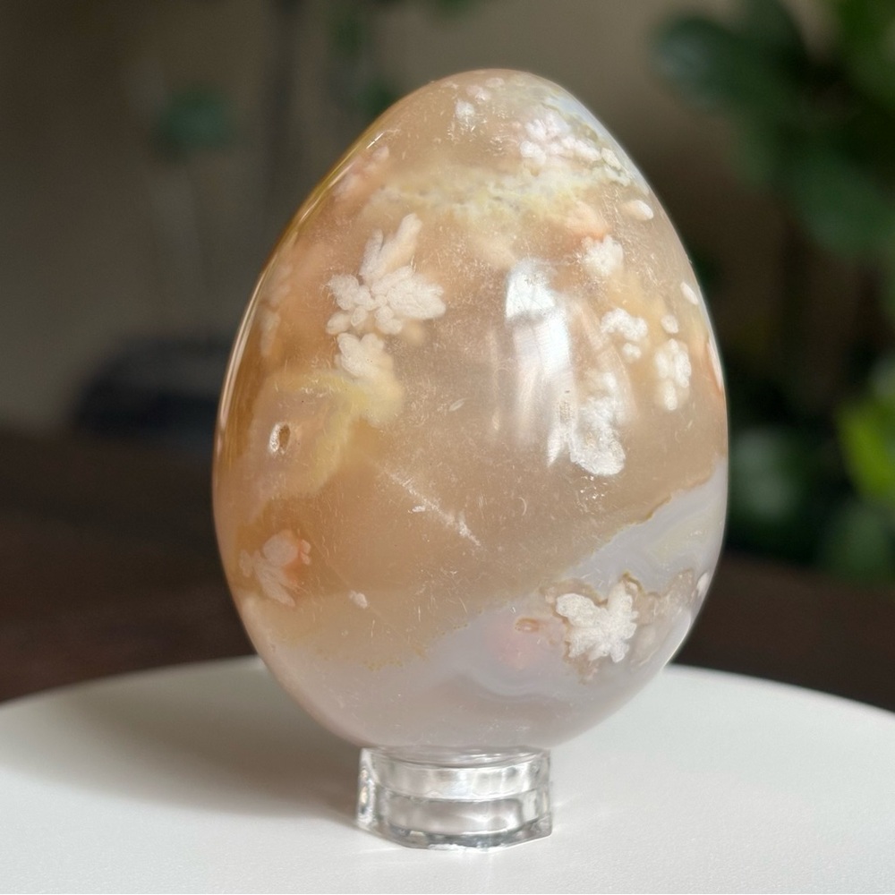 Flower Agate Crystal Egg Carving - Polished - Picture 11 of 17